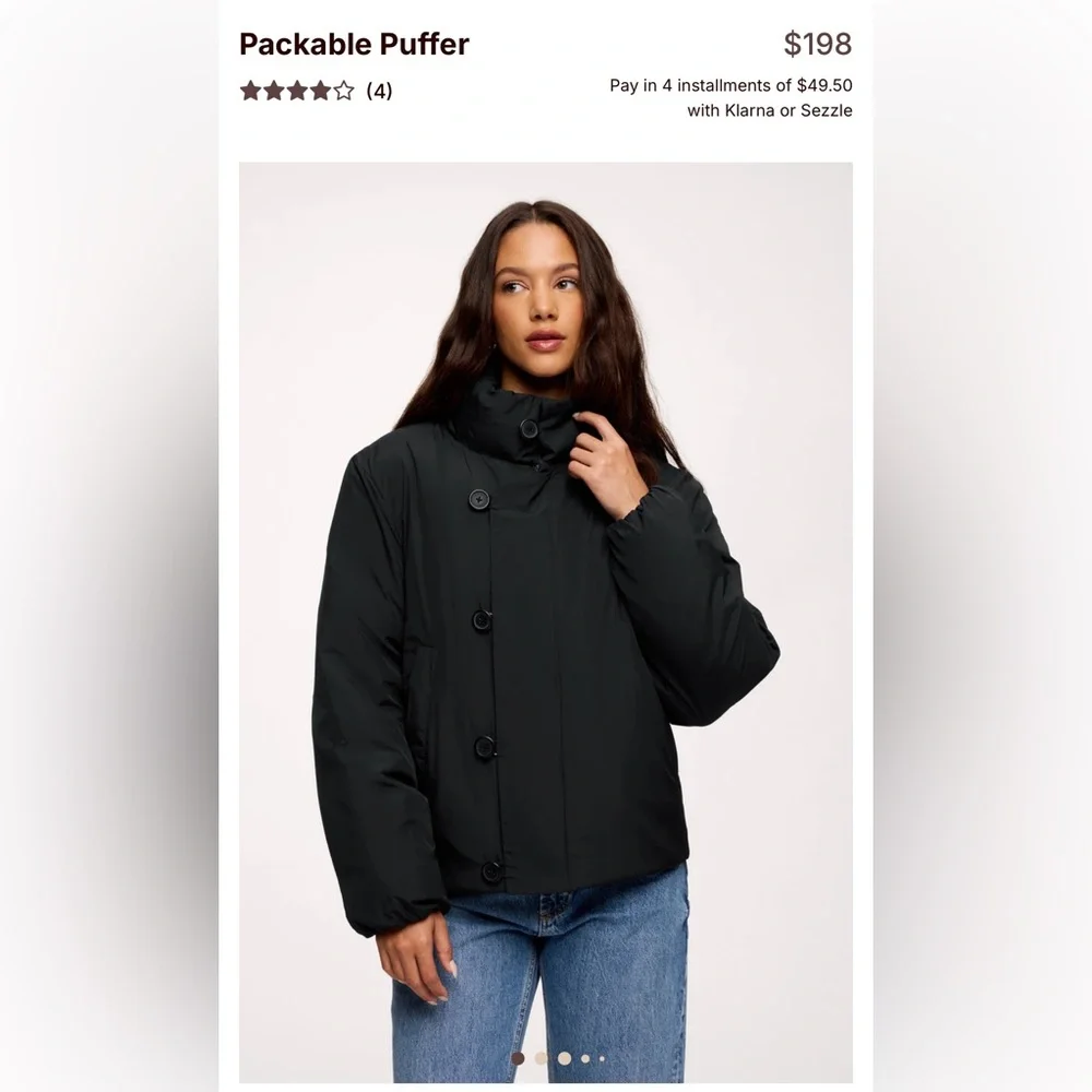 BNWT Nuuds Packable Puffer Black - Picture 1 of 2